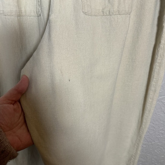 GAP Women's XL Tan Khaki Wide Leg Pants Linen Rayon Drawstring Casual Relaxed - Picture 7 of 12
